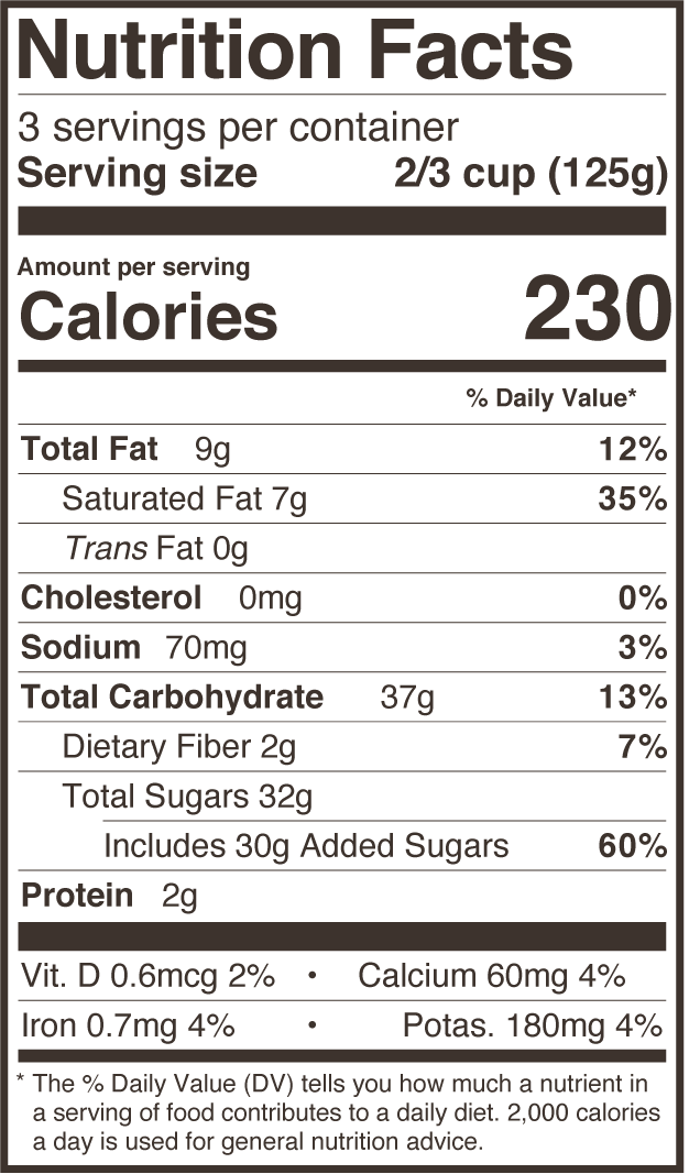 Vegan Raspberry Brownie nutritional info
