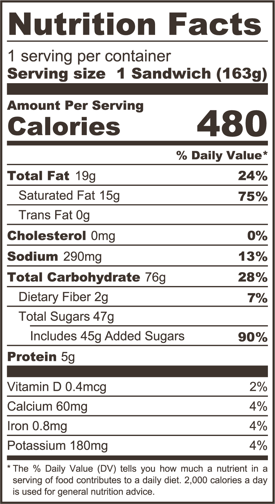 Vegan Vanilla in a Chocolate Chip Cookie nutritional info